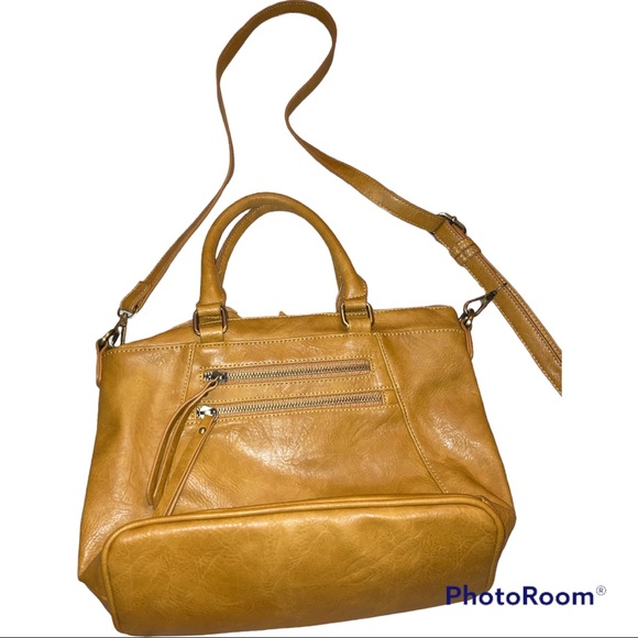 Madison West Handbags - Madison West brown satchel with shoulder strap. Vegan leather.
